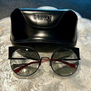 Fendi Black and Orange Round Sunglasses